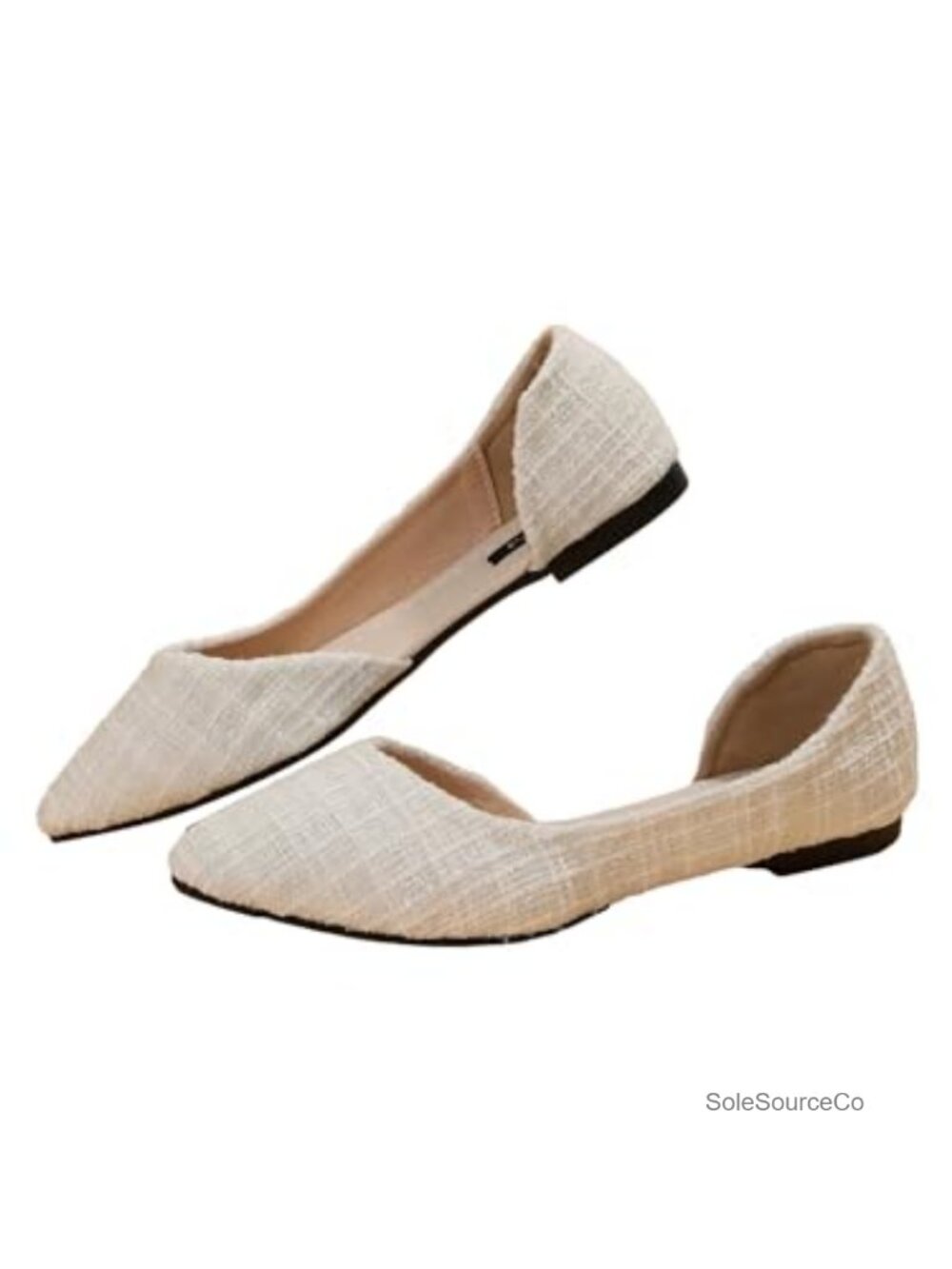 Women's Elegant Pointed Toe Slip On Ballet Flats Work Shoes PU Leather